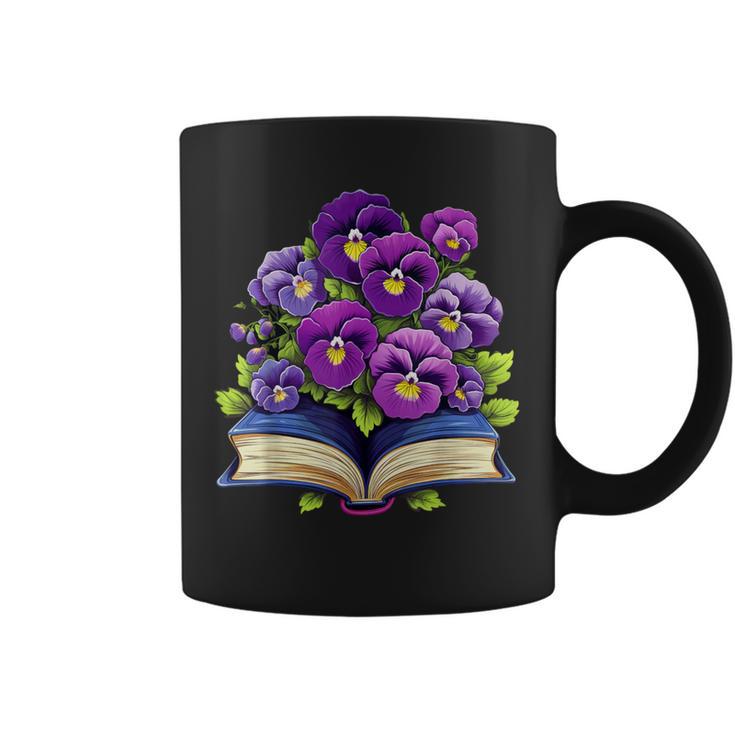 Pansies Flowers Book Pansy Floral Graphic Print Coffee Mug