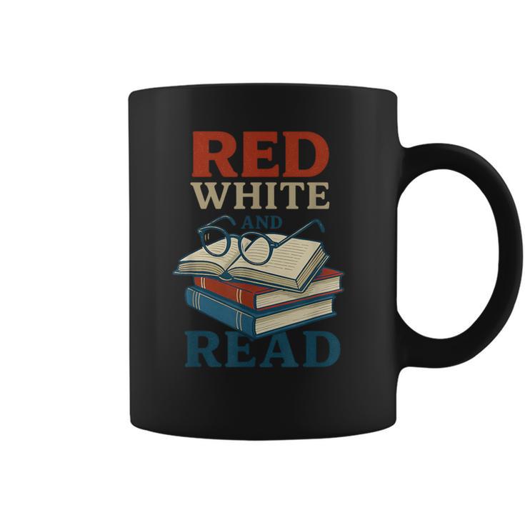 Patriotic Red & Read 4th Of July Book Lover Librarian Graphic Print Coffee Mug