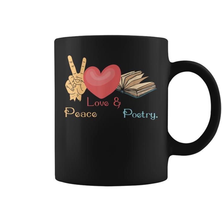 Peace Love & Poetry Poet Books Literature Writing Graphic Print Coffee Mug