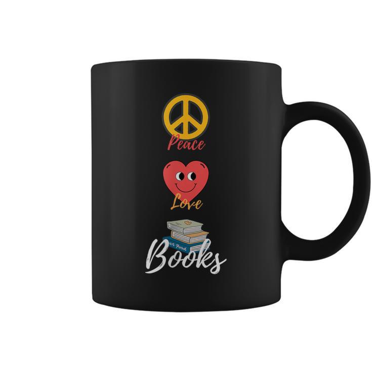 Peace Love Books Book Lovers Bookworm Graphic Print Coffee Mug