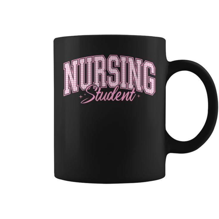 Pink Gingham Nursing Student Trendy Nurse School Top Coffee Mug