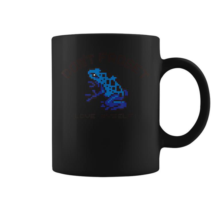 Pixel Animals Bluepoisondartfrog ピクセルアニマルズ コバルトヤドクガエル 黒フォント コーヒーマグ