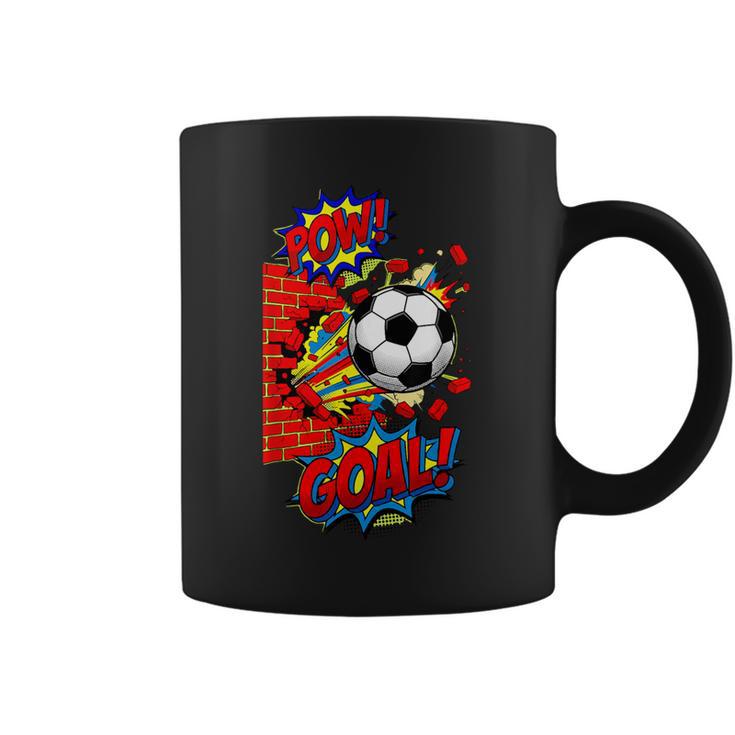 Pow Goal Comic Book Pop Art Brick Wall Smash Soccer Graphic Print Coffee Mug