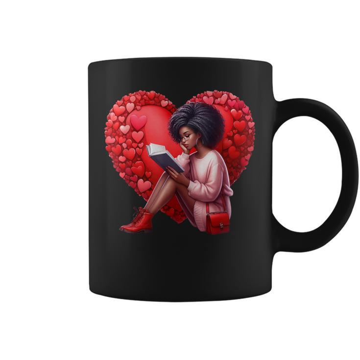 Pretty Girl With Book And Hearts For Valentine's Day Graphic Print Coffee Mug