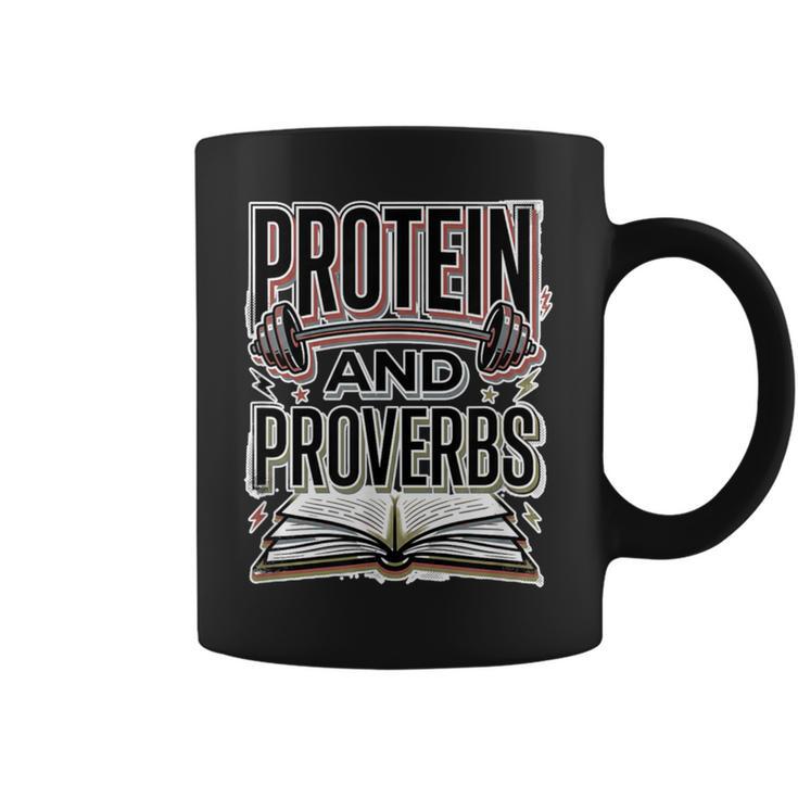 Protein And Proverbs Protein Workout Wisdom Book Lover Gym Graphic Print Coffee Mug
