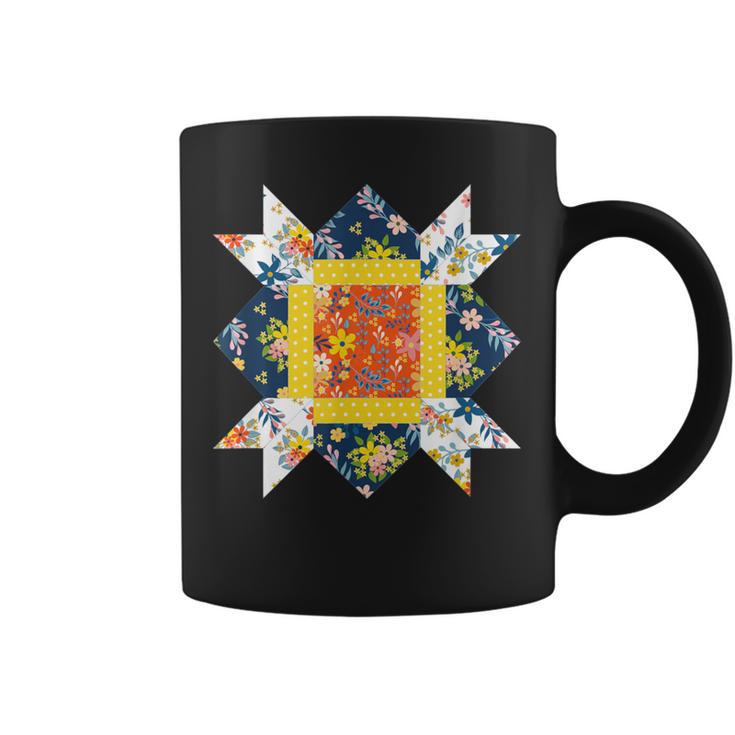 Quilters クラシック風防キルトブロック 花柄パッチワーク コーヒーマグ