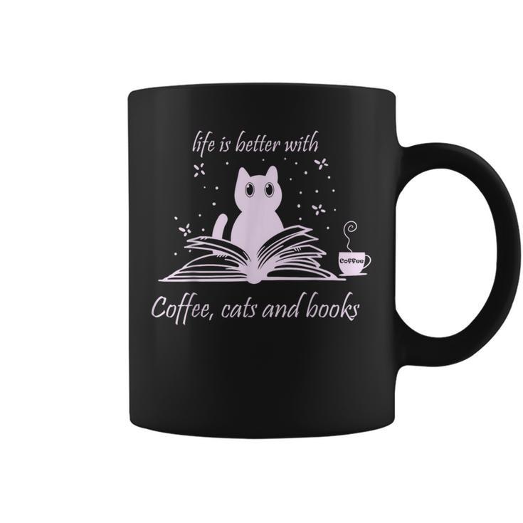 Quote With Coffee Cats And Book Reading Graphic Print Coffee Mug