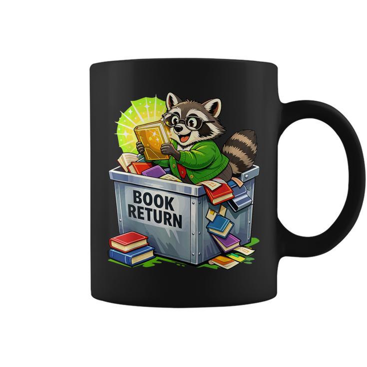 Raccoon At Library Book Return Librarian And Reader Graphic Print Coffee Mug