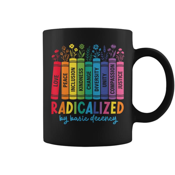 Radicalized By Basic Decency Rainbow Books LGBTQ Equality Graphic Print Coffee Mug