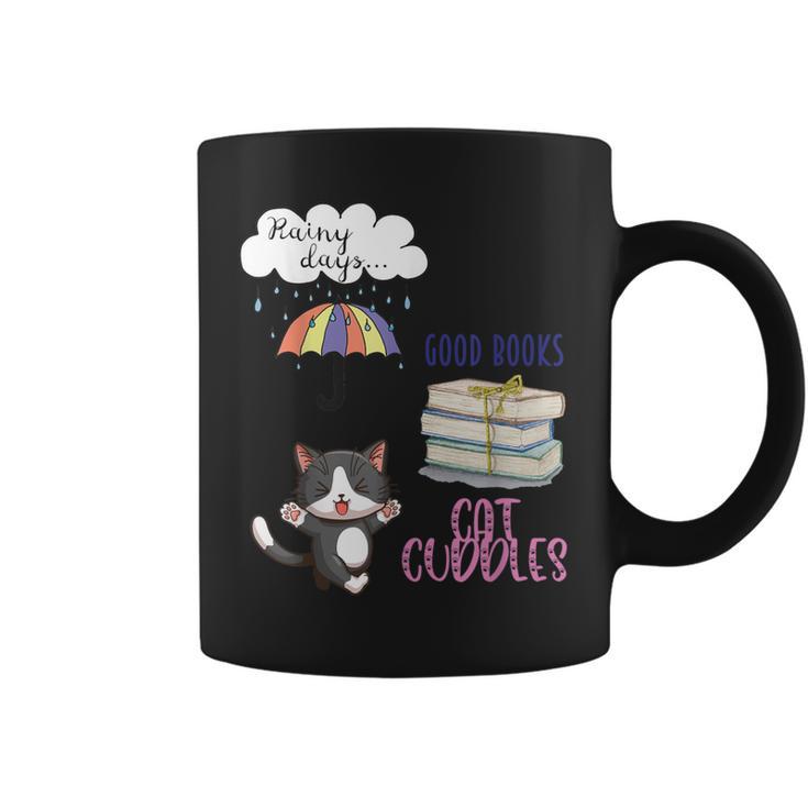 Rain Drops Rainy Days Umbrella Good Books Cute Cat Cuddles For Men Women Graphic Print Coffee Mug