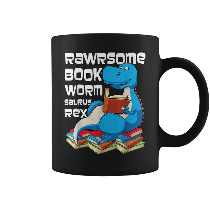 Rawrsome Bookworm Dinosaur T-Rex Book Reading Boys Graphic Print Coffee Mug