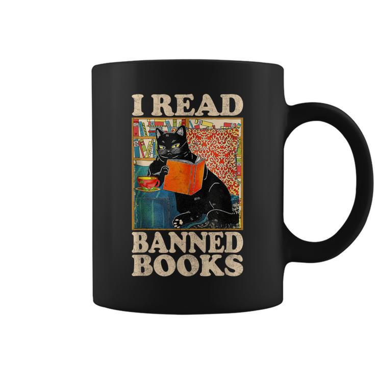 I Read Banned Books  Cat Reader Bookworm Graphic Print Coffee Mug