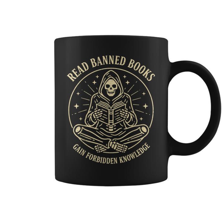 Read Banned Books Gain Forbidden Knowledge Skeleton Graphic Print Coffee Mug