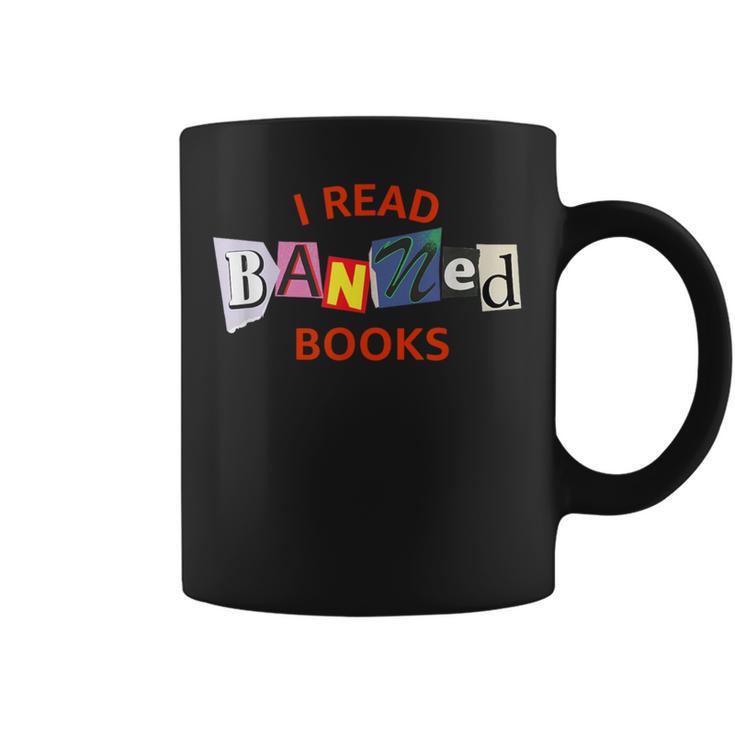 I Read Banned Books Scrap Letters Literature Activist Graphic Print Coffee Mug