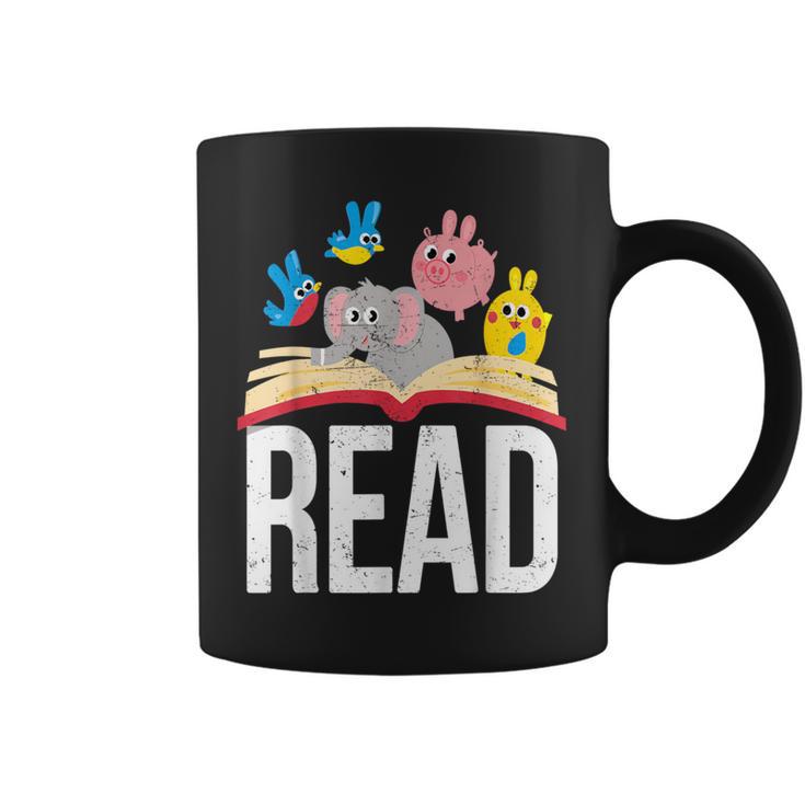 Read Book Cute School Teacher Librarian Elephant Pigeon Graphic Print Coffee Mug