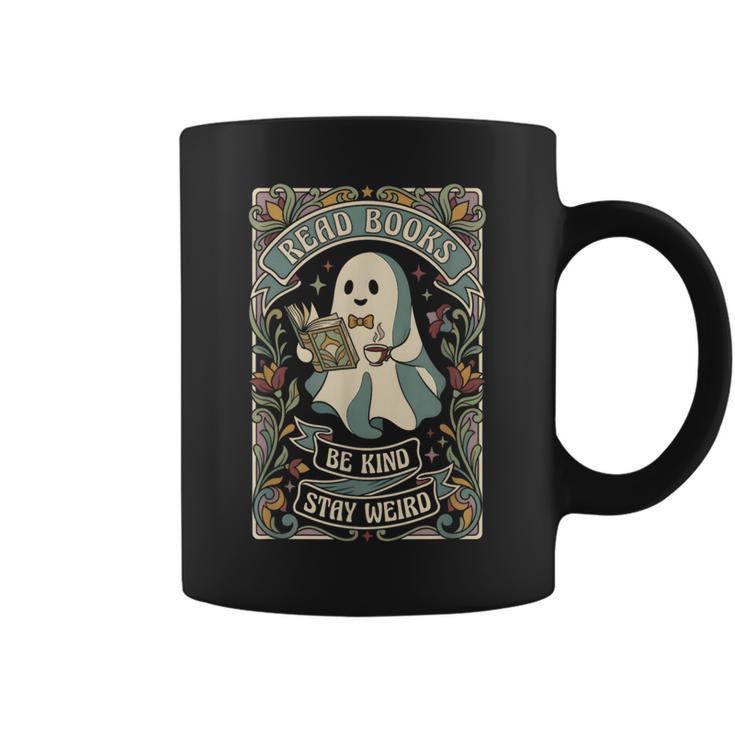Read Books Be Kind Stay Weird Tarot Ghost Reading Coffee Graphic Print Coffee Mug