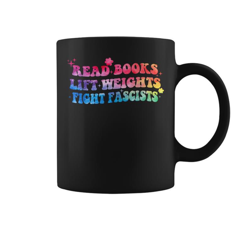 Read Books Lift Weights Fight Fascists Tie Dye Men Women Graphic Print Coffee Mug