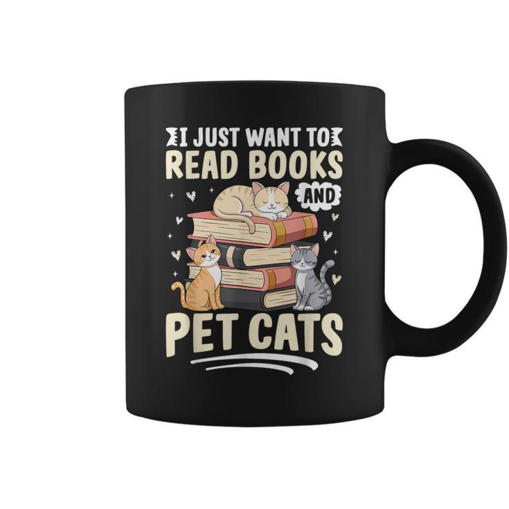 Read Books And Pet Cats Cat Lover Women Girls Kids Graphic Print Coffee Mug