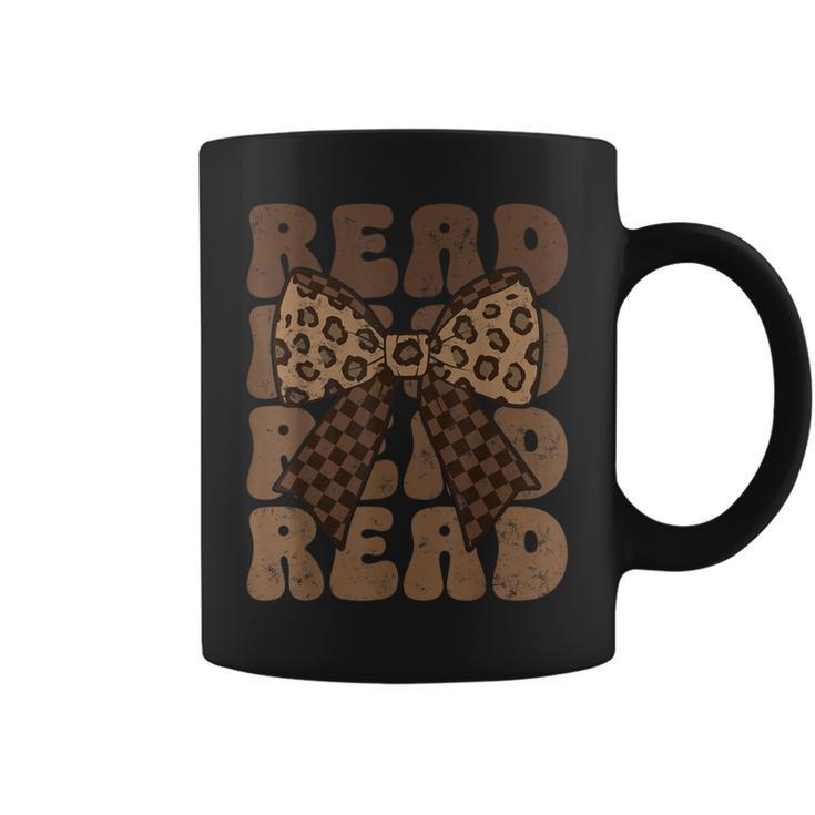 Read Coquette Bow Retro Western Groovy Leopard Reading Graphic Print Coffee Mug