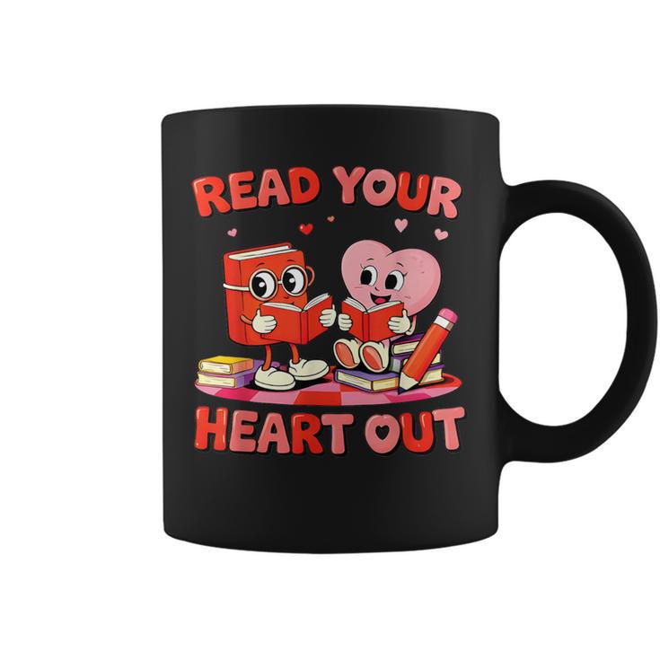 Read Your Heart Out Valentine Reading Book Girl Kid Teacher Graphic Print Coffee Mug