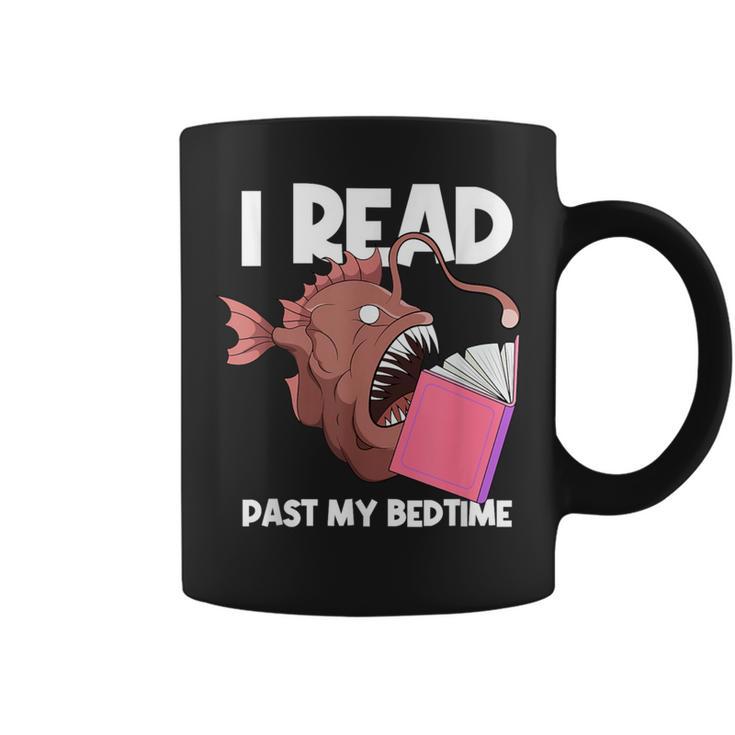 I Read Past My Bed Time Librarian Book Reading Anglerfish Graphic Print Coffee Mug