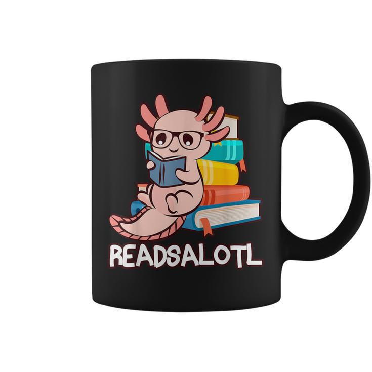 Readalotl a Kawaii Axolotl Reading a Book As Readsalotl Graphic Print Coffee Mug