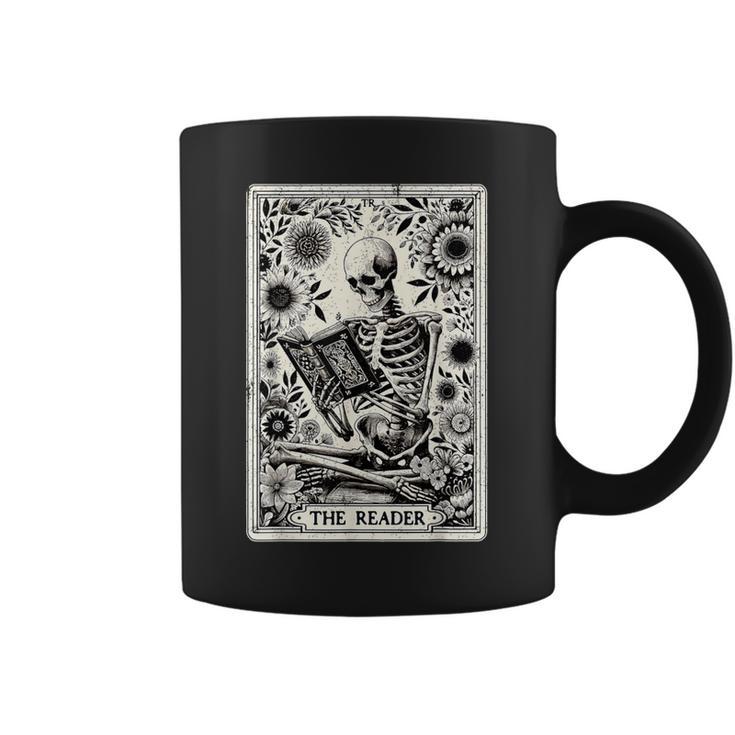The Reader Skeleton Book Lover Tarot Card Reading Book Graphic Print Coffee Mug