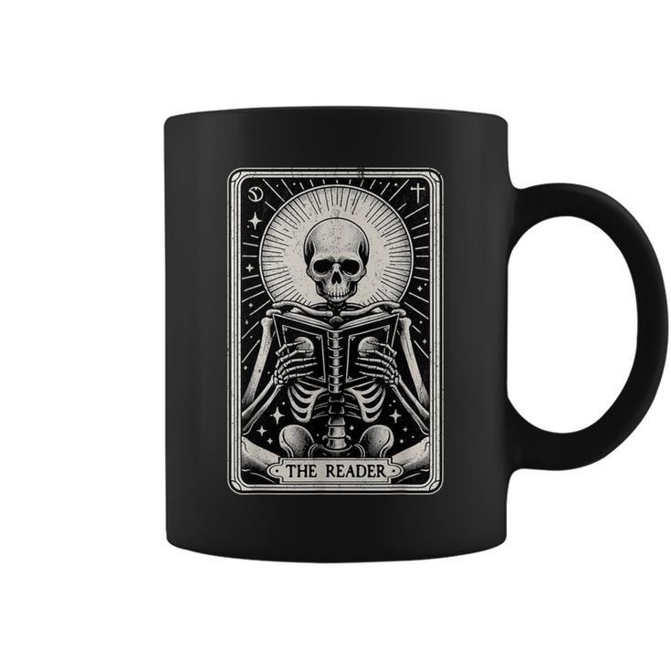 The Reader Tarot Card Books Skeleton Reading Book Graphic Print Coffee Mug