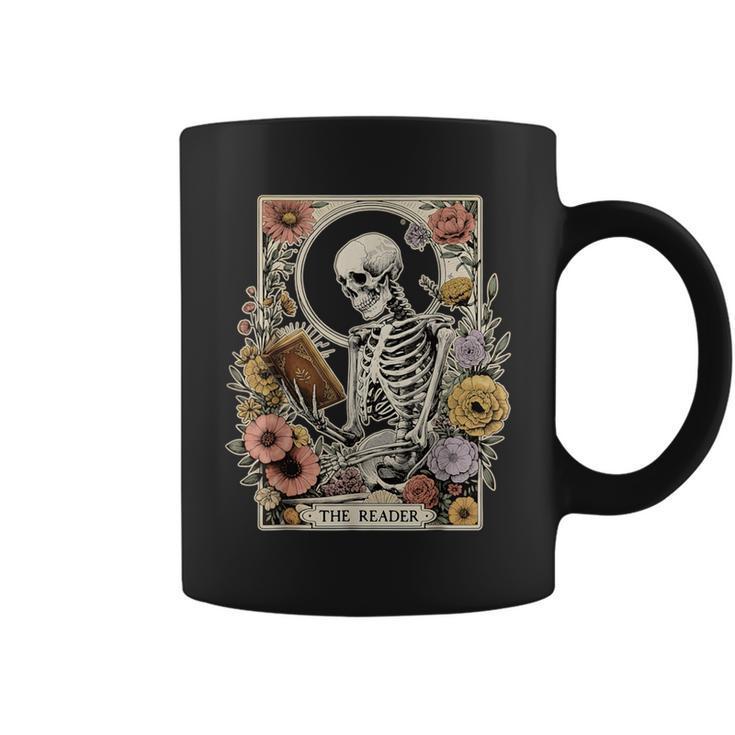 The Reader Tarot Card Skeleton Reading Book Graphic Print Coffee Mug