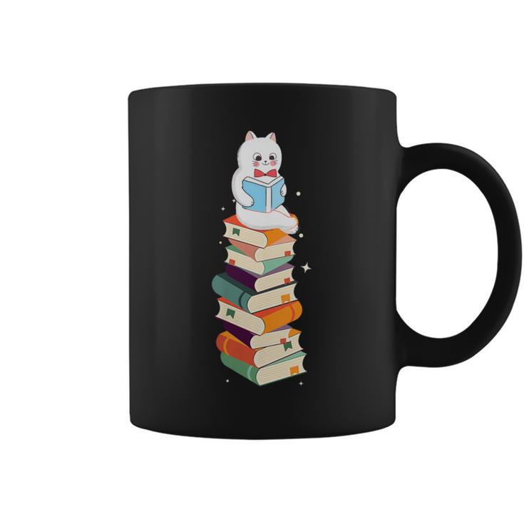 Reading Cute Cat Read Colorful Books Reader Women Men Kids Graphic Print Coffee Mug
