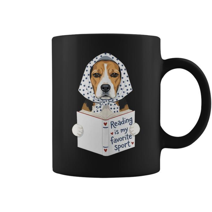 Reading Is My Favorite Sport Beagle Book Lover Graphic Print Coffee Mug