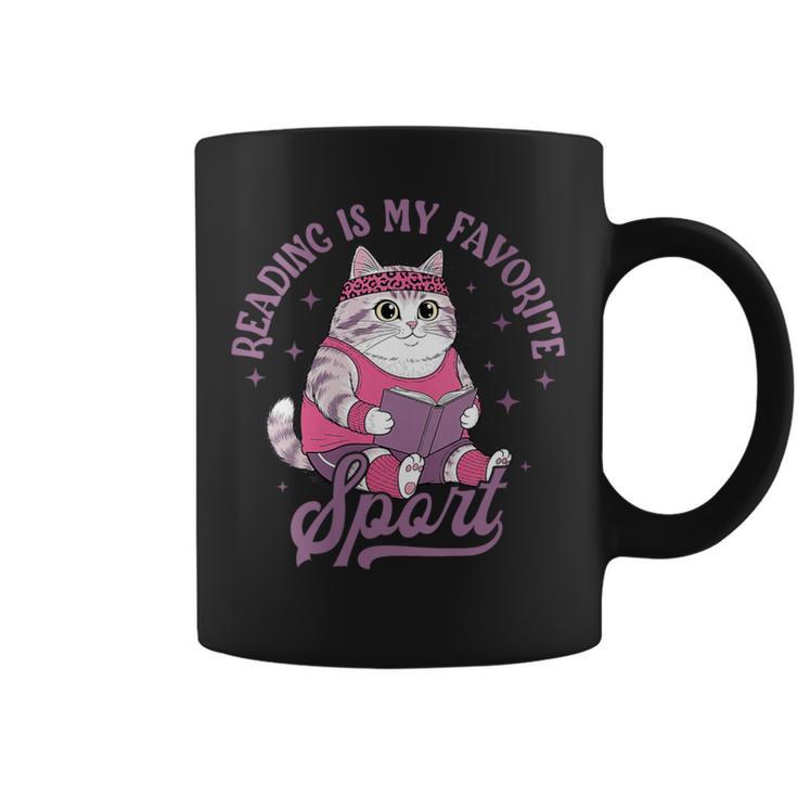 Reading Is My Favorite Sport Bookworm Cat Lover Book-Club Graphic Print Coffee Mug