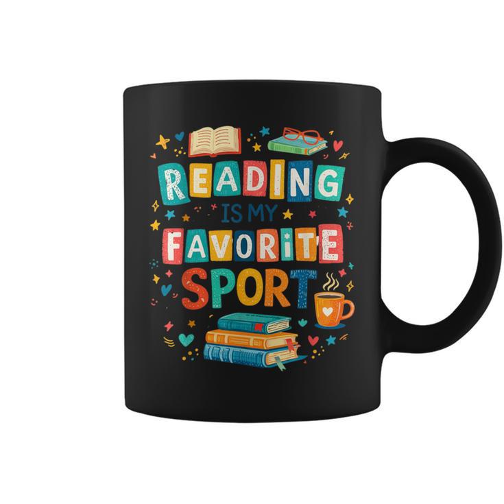 Reading Is My Favorite Sport Colorful Books Readers Teachers Graphic Print Coffee Mug