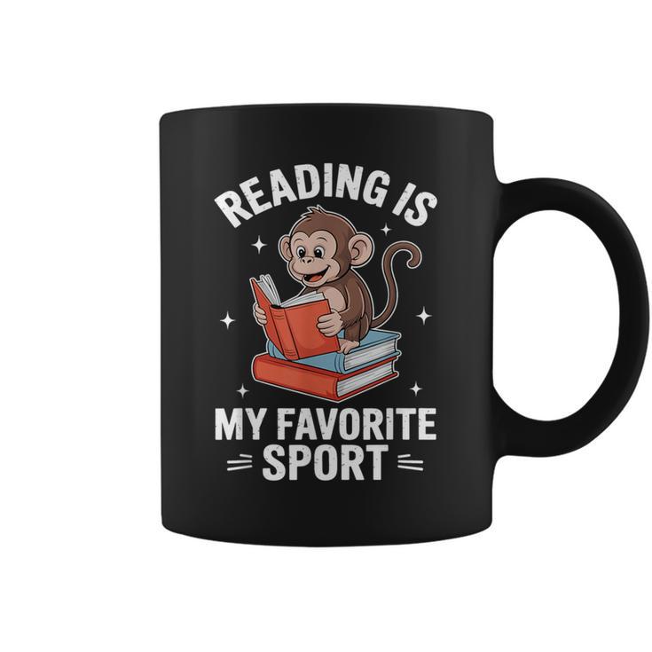 Reading Is My Favorite Sport Cute Monkey Reading Books Graphic Print Coffee Mug