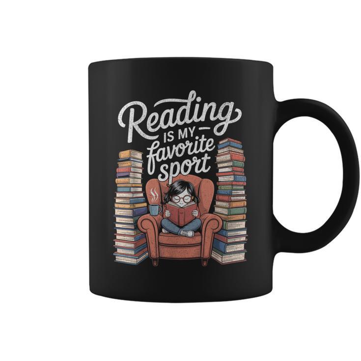 Reading Is My Favorite Sport Retro Book Lover Girl Library Graphic Print Coffee Mug