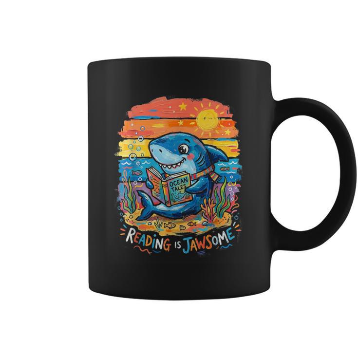 Reading Is Jawsome Shark Book Lover Ocean Tales Graphic Print Coffee Mug