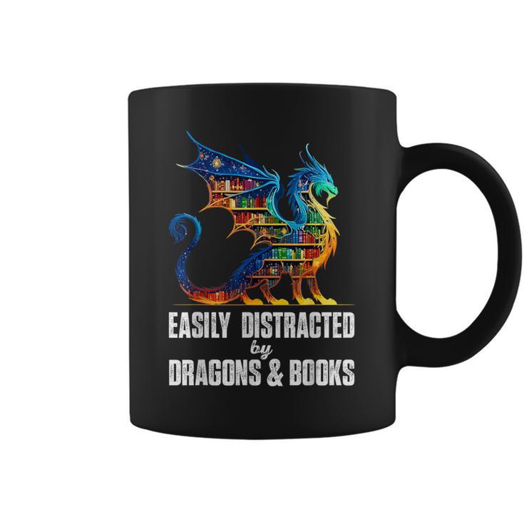 Reading Lover Easily Distracted By Dragons And Books Dragon Graphic Print Coffee Mug