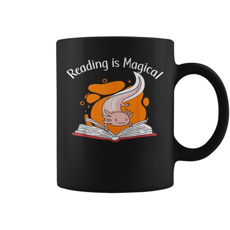 Reading Is Magical Book Lover & Axolotl Graphic Print Coffee Mug