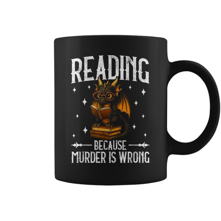Reading Makes Me Feel Less Murdery Book Dragon Graphic Print Coffee Mug