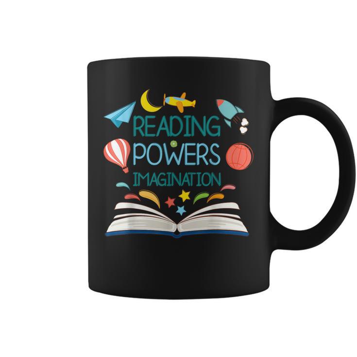 Reading Powers Imagination Books Bibliophile Teacher Men Women Kids Graphic Print Coffee Mug