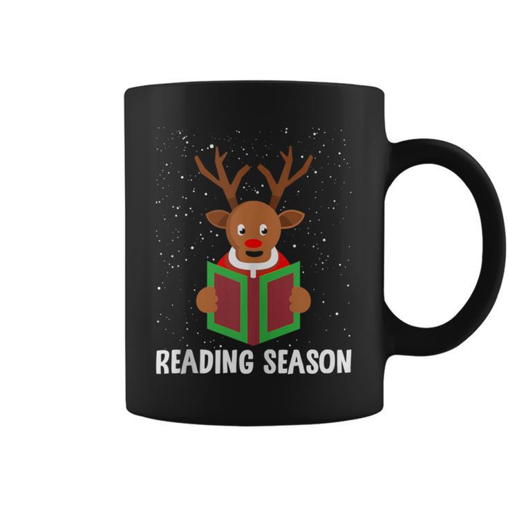 Reading Season Christmas Reindeer Bookworm Book Reader Graphic Print Coffee Mug