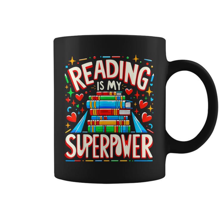 Reading Is My Superpower Bookworm Book Lover Graphic Print Coffee Mug