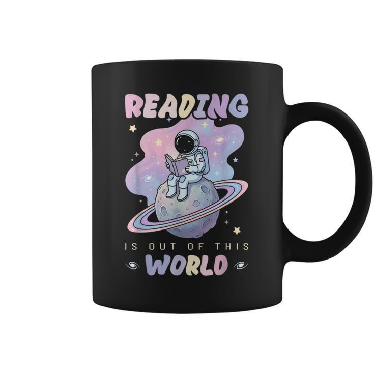 Reading Is Out Of This World Astronaut Space Book Lover Graphic Print Coffee Mug