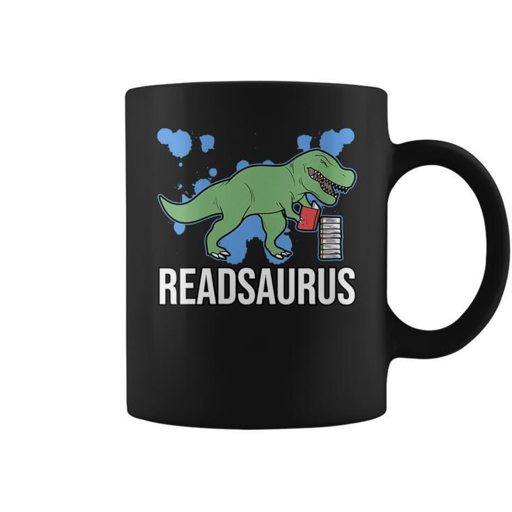 Readsaurus Reader Book Tyrannosaurus T-Rex Dinosaur Jurassic Graphic Print Coffee Mug