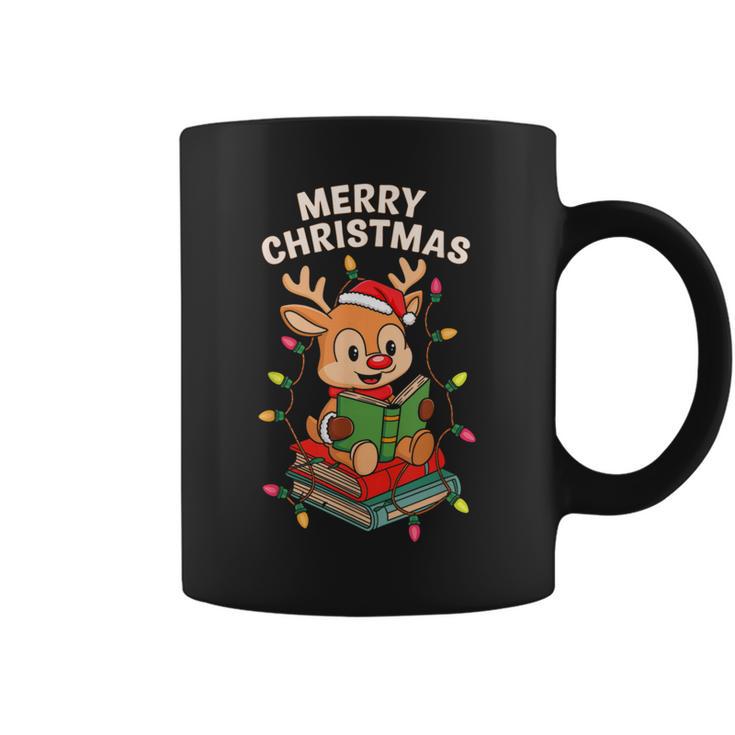 Reindeer Merry Christmas Books Matching Men Women Kids Graphic Print Coffee Mug