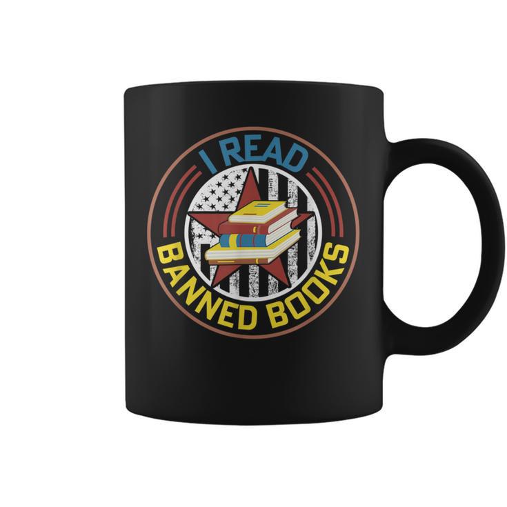 Retro American Flag I Read Banned Books Women Men Graphic Print Coffee Mug