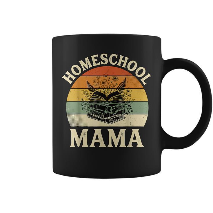 Retro Floral Homeschool Mama Wildflower Book Stack Aesthetic Graphic Print Coffee Mug