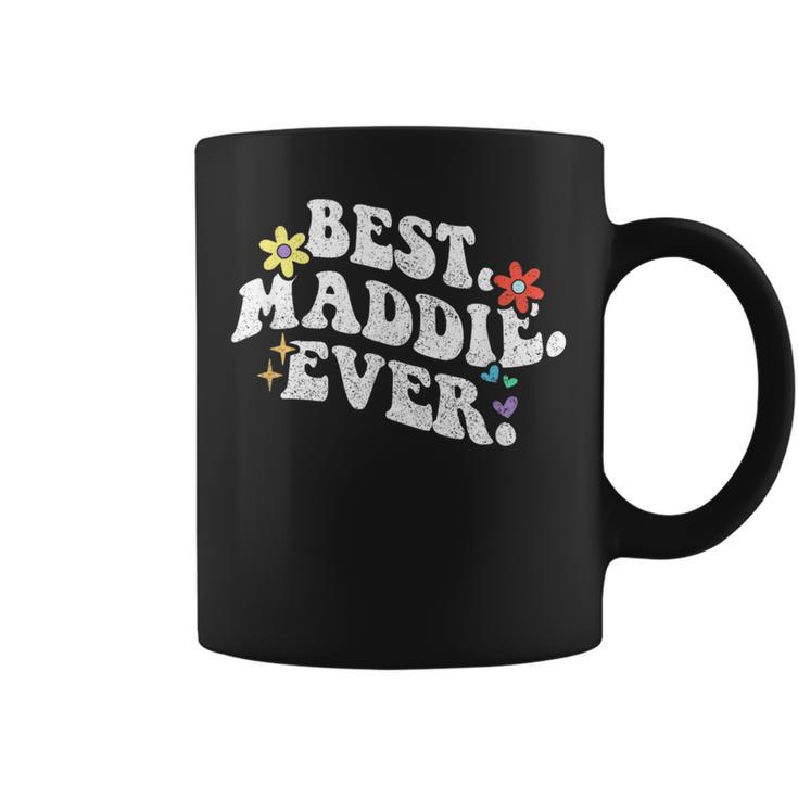 Retro Groovy Best Maddie Ever ファーストネーム 母の日 女の子 コーヒーマグ