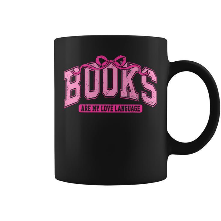 Retro Pink Coquette Bow Valentine Book Lover Varsity Graphic Print Coffee Mug