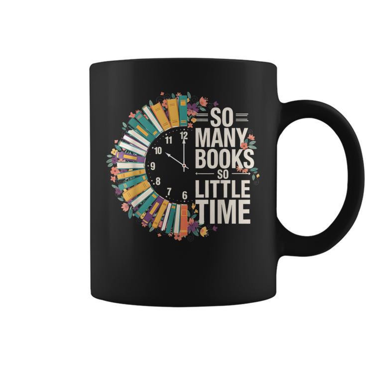 Retro So Many Books Little Time Book Clock Reading Graphic Print Coffee Mug